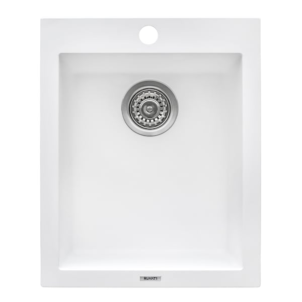 Ruvati 16"x20" Dual-Mnt Granite Composite Sgl Bowl Kitchen Sink, Wht RVG1016WH - main